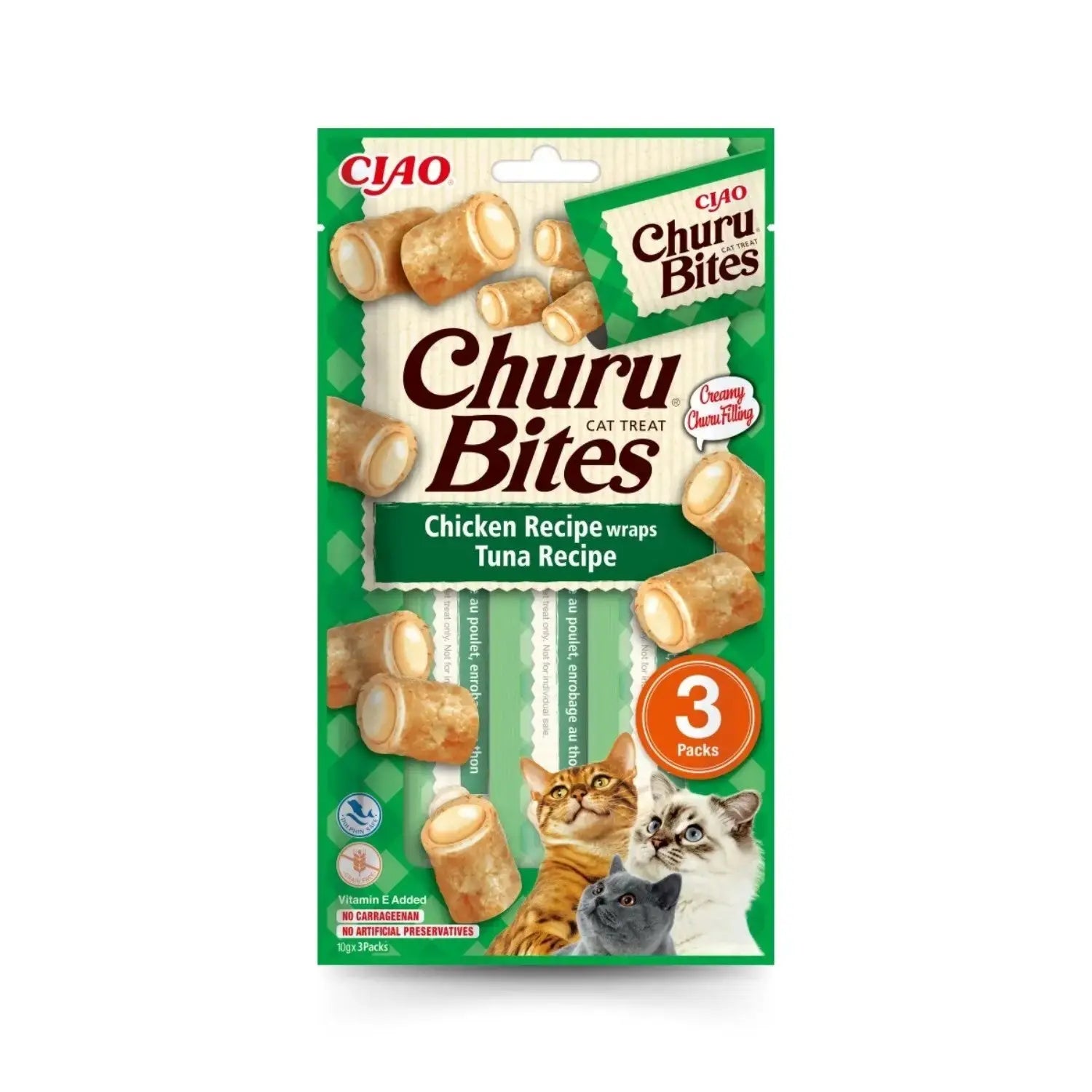 Churu CAT Bites Receta Pack 3x10 g | Bocaditos para Gatos al mejor precio -Todoanimal.es
