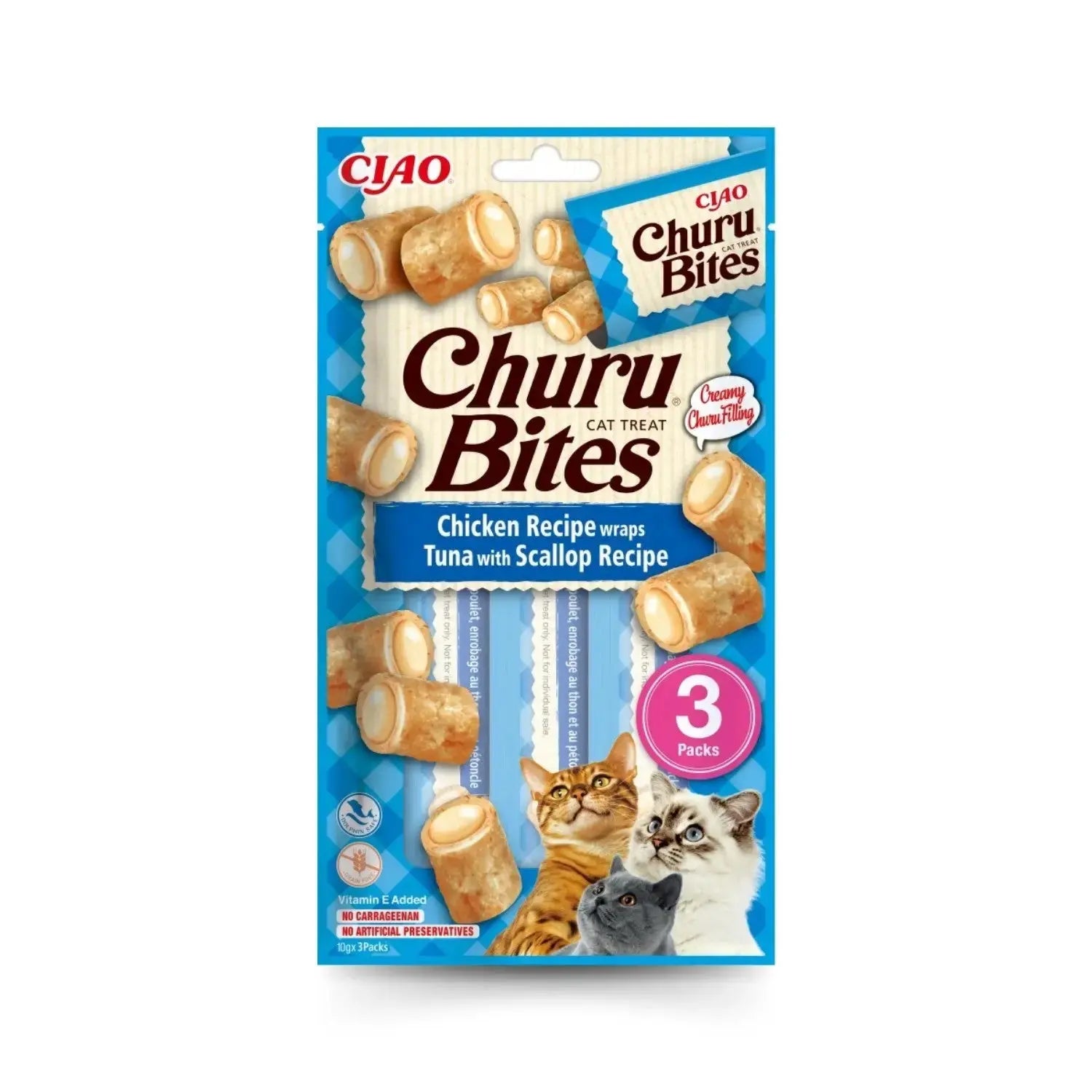 Churu CAT Bites Receta Pack 3x10 g | Bocaditos para Gatos al mejor precio -Todoanimal.es