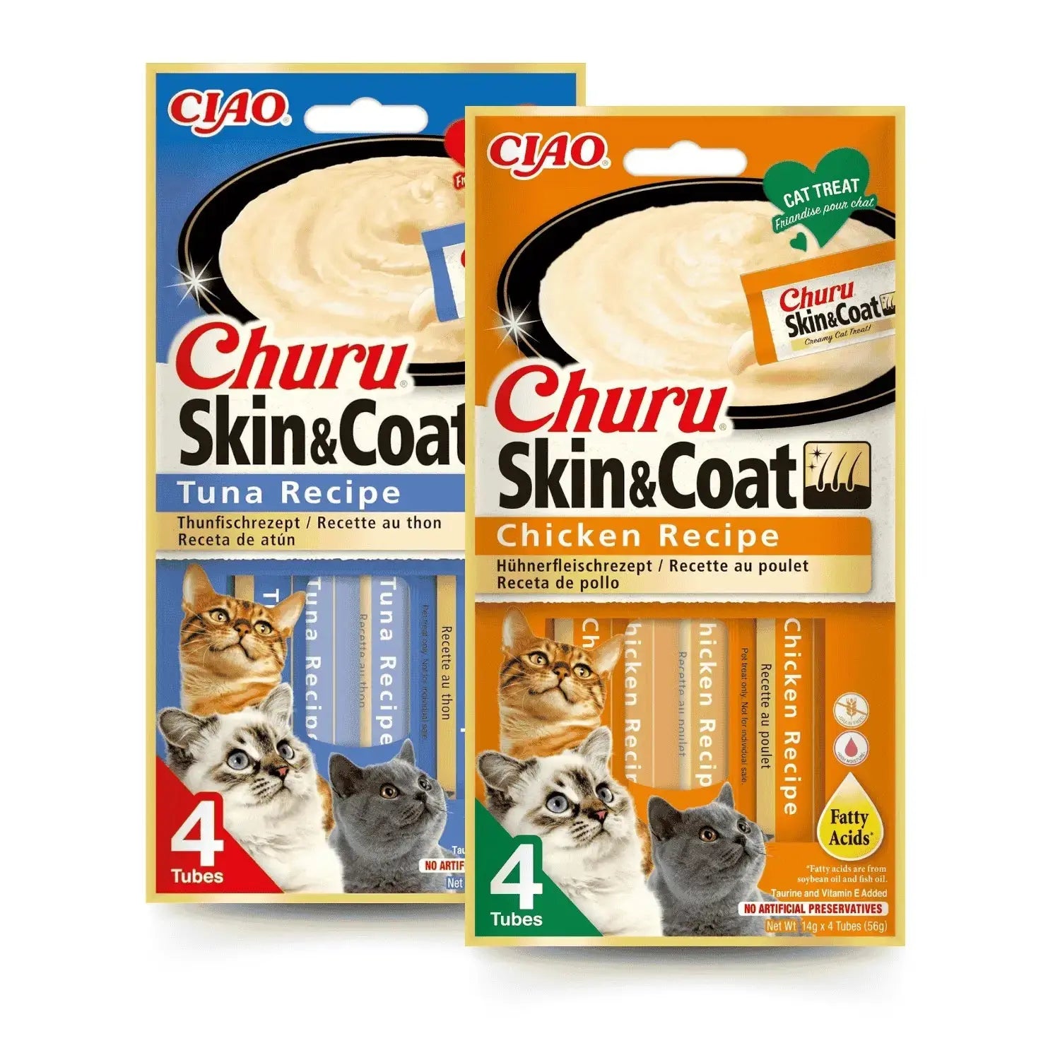 Churu CAT Skin & Coat Pack 4x14 g | Snack Líquido para Gatos al mejor precio -Todoanimal.es