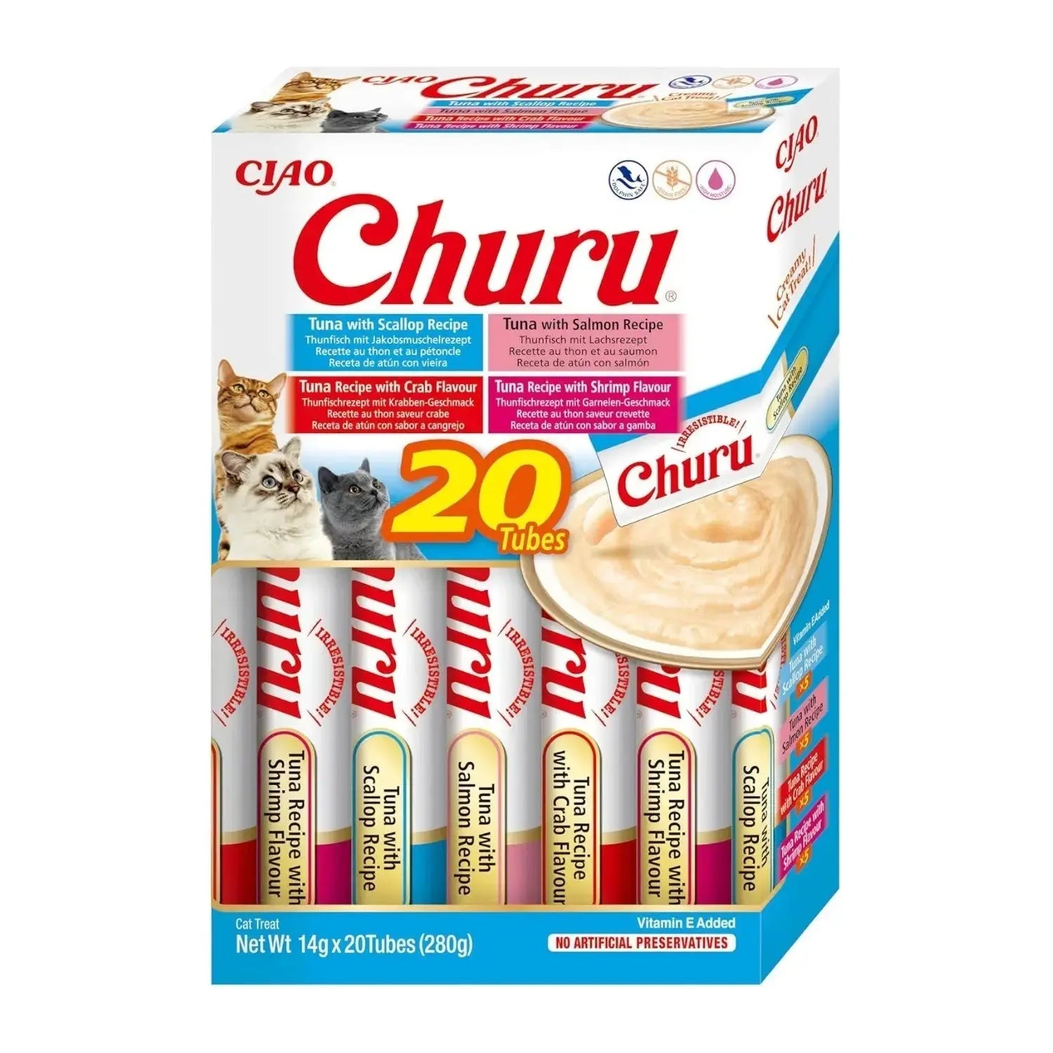 Churu CAT Variedades de Atún con Marisco Pack Ahorro | Snack Líquido para Gatos al mejor precio -Todoanimal.es