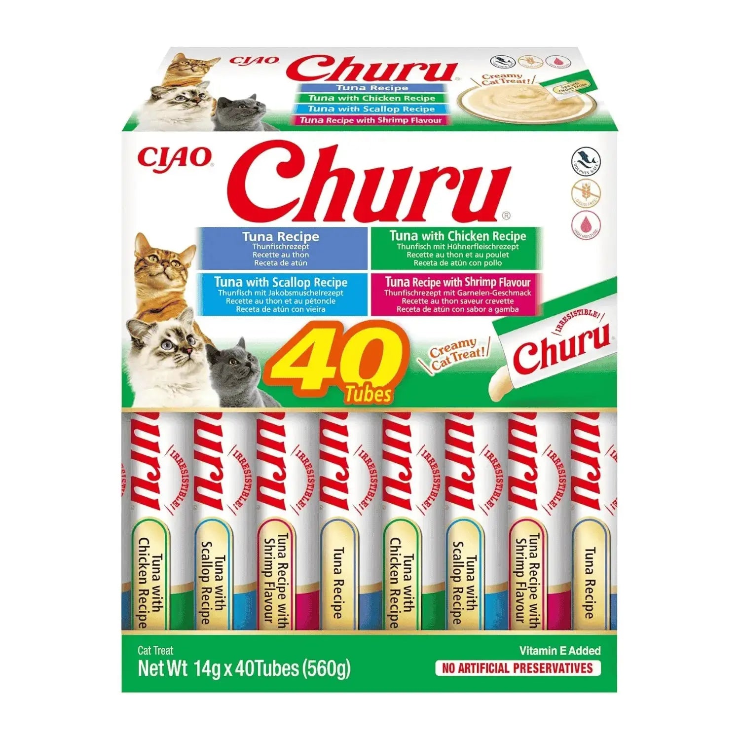 Churu CAT Variedades de Atún con Marisco Pack Ahorro | Snack Líquido para Gatos al mejor precio -Todoanimal.es