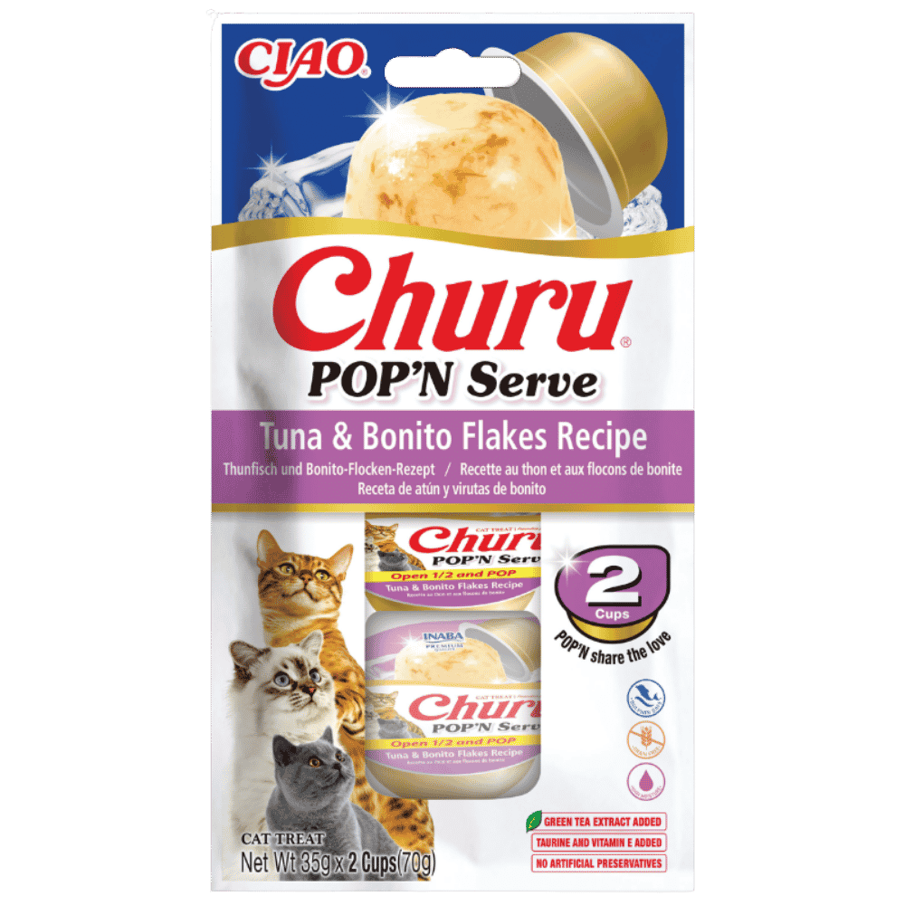 Churu Pop'N Serve Atún y Bonito Snack para Gatos al mejor precio -Todoanimal.es