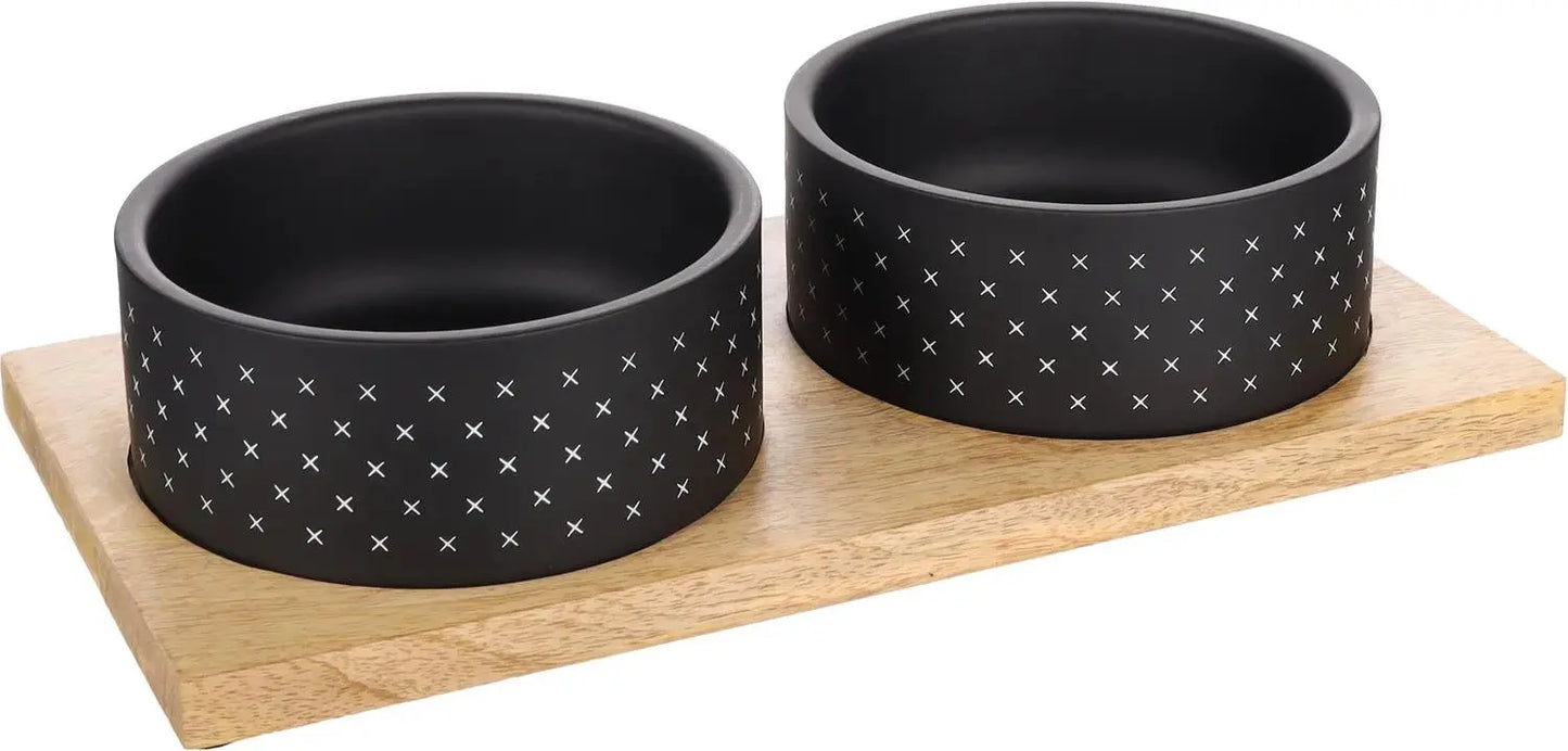 Comedero Bebedero Duo Nervo Black 17Cm 2X1170Ml FLAMINGO PET PRODUCTS NV