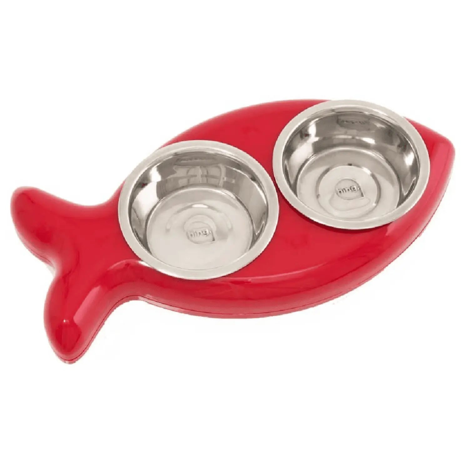 Comedero Doble para Gatos Forma de Pez, Color Rojo Navidad WOUAPY