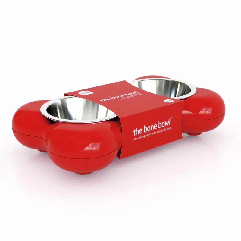 Comedero Doble para Perro Forma de Hueso, Color Rojo Navidad Wouapy WOUAPY