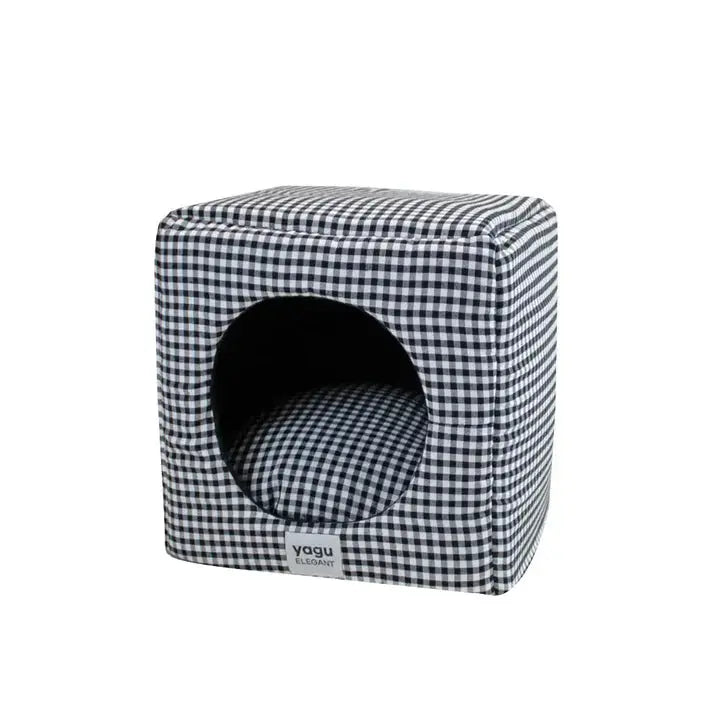 Cuna Cubo Vichy Negro 33X33X33Cm Todoanimal.es