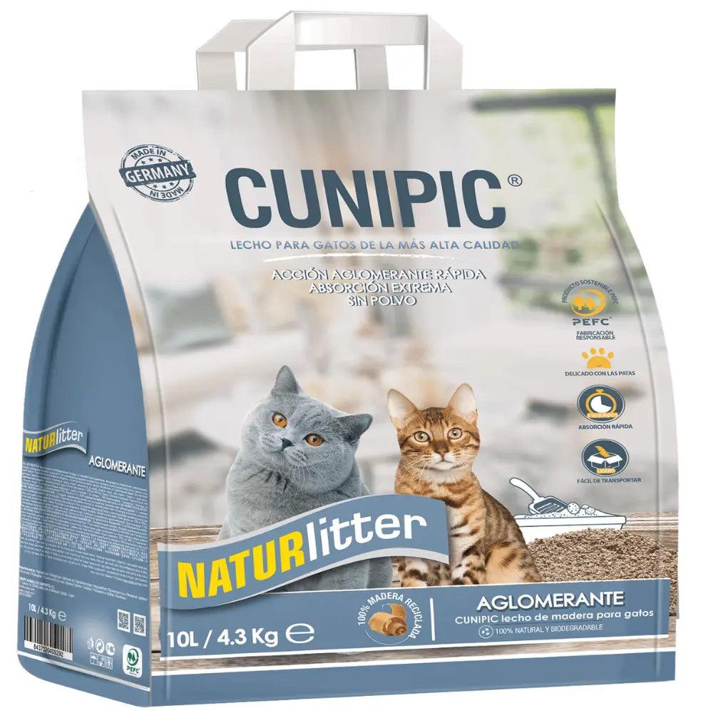 Cunipic Gatos Madera Aglomerante Vegetal 10L 4,3K. al mejor precio -Todoanimal.es