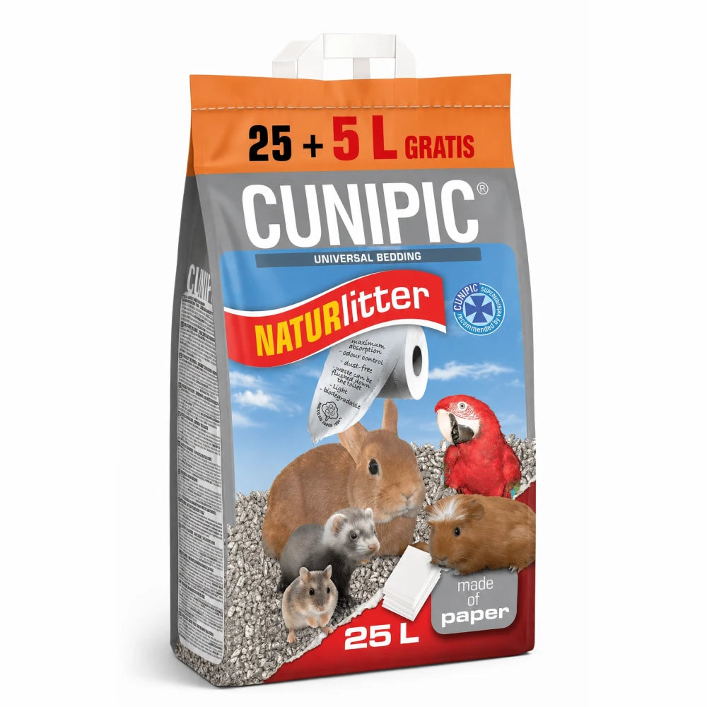 Cunipic Naturlitter Lecho Vegetal de Papel 25+5L ¡Gratis! al mejor precio -Todoanimal.es