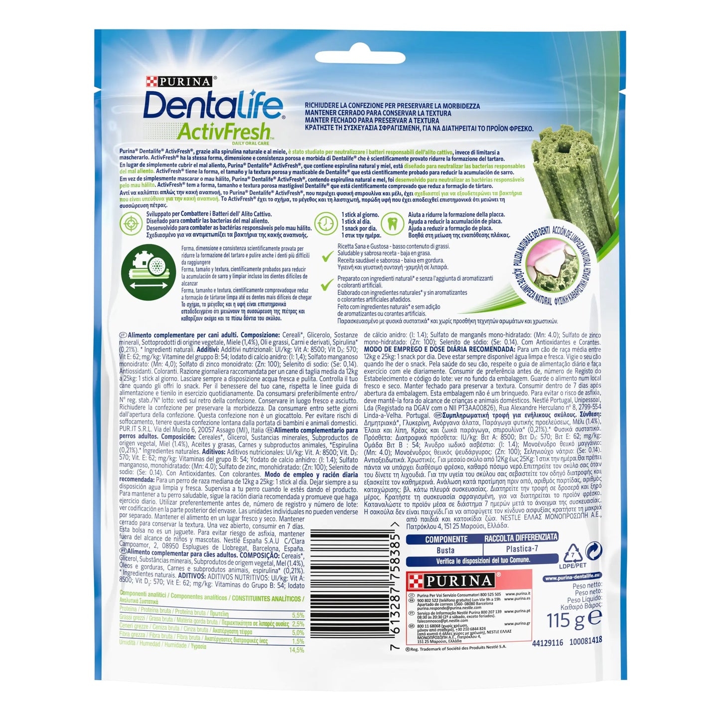 Dentalife Activfresh Dog Medium 5 Sticks al mejor precio -Todoanimal.es