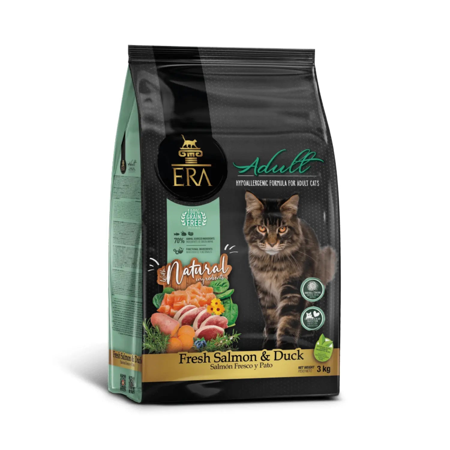 ERA Cat Grain Free Adult Salmón Fresco y Pato Pienso para Gatos ERA