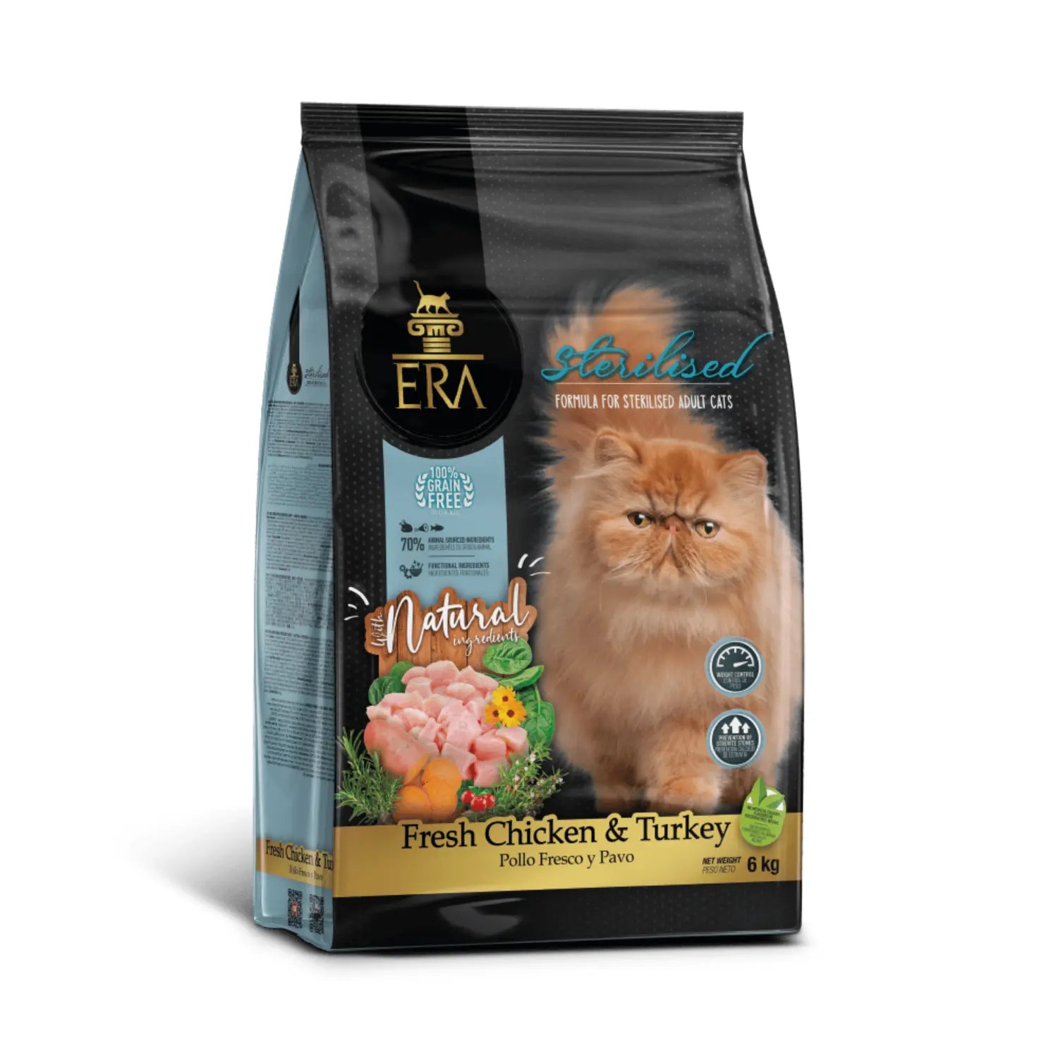 ERA Cat Grain Free Sterilized Adult Pollo Fresco y Pavo Pienso para Gatos ERA