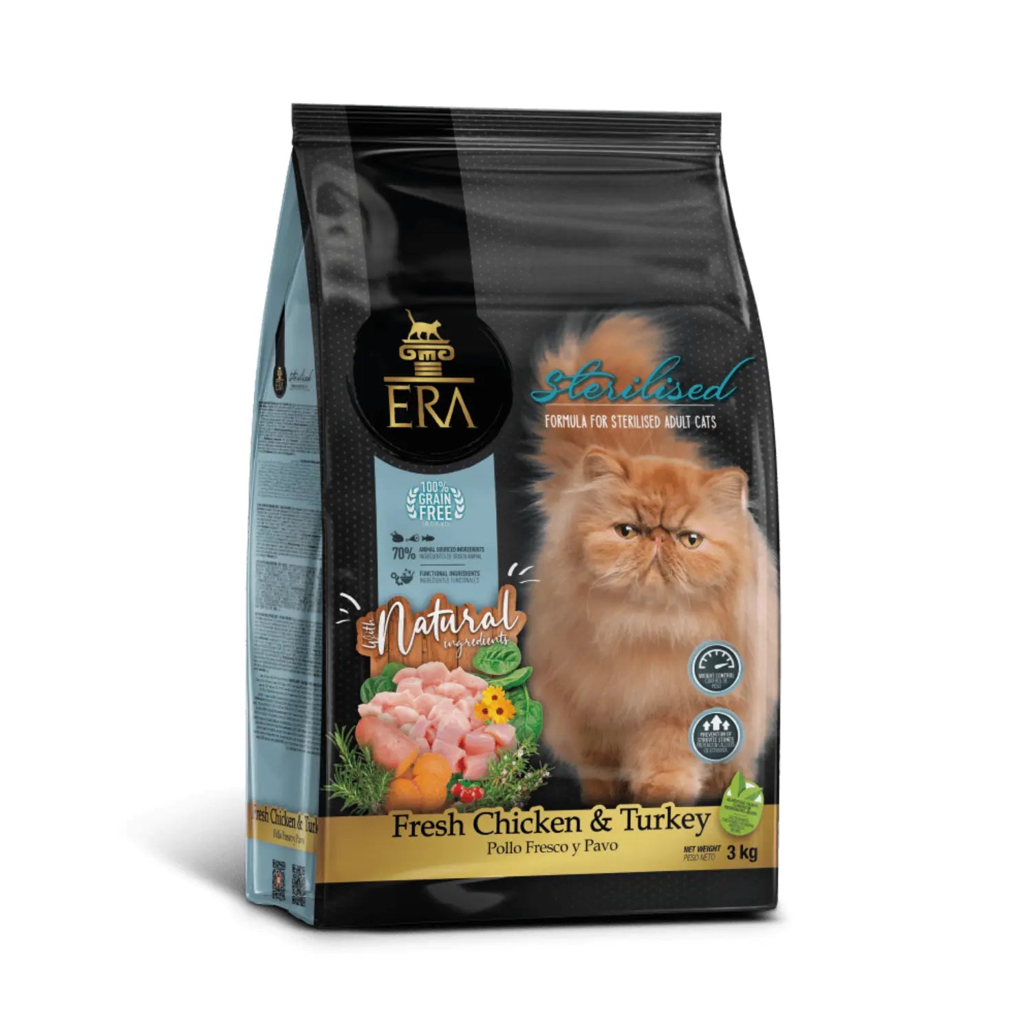 ERA Cat Grain Free Sterilized Adult Pollo Fresco y Pavo Pienso para Gatos ERA