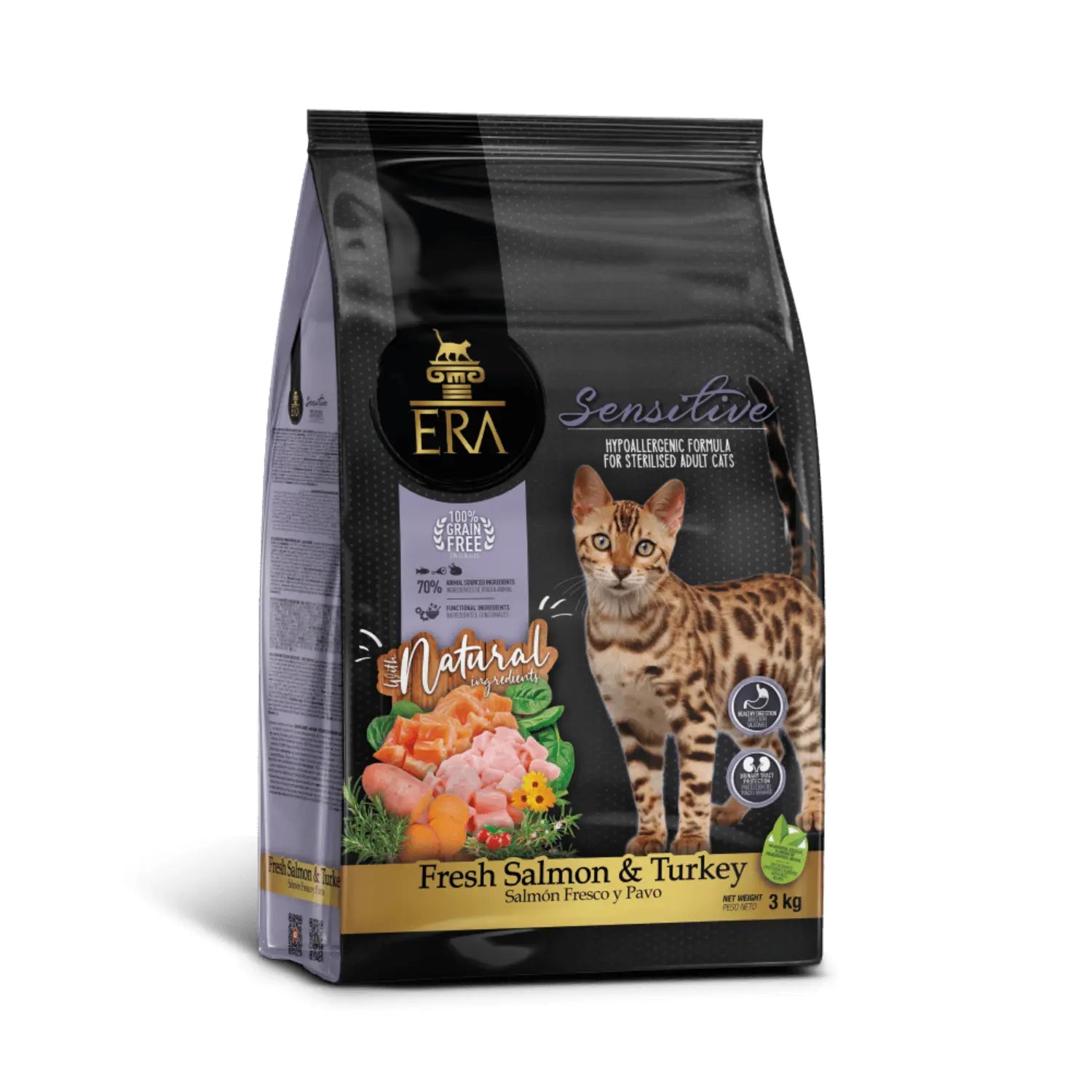 ERA Cat Grain Free Sterilized Sensitive Salmón Fresco y Pavo Pienso para Gatos ERA