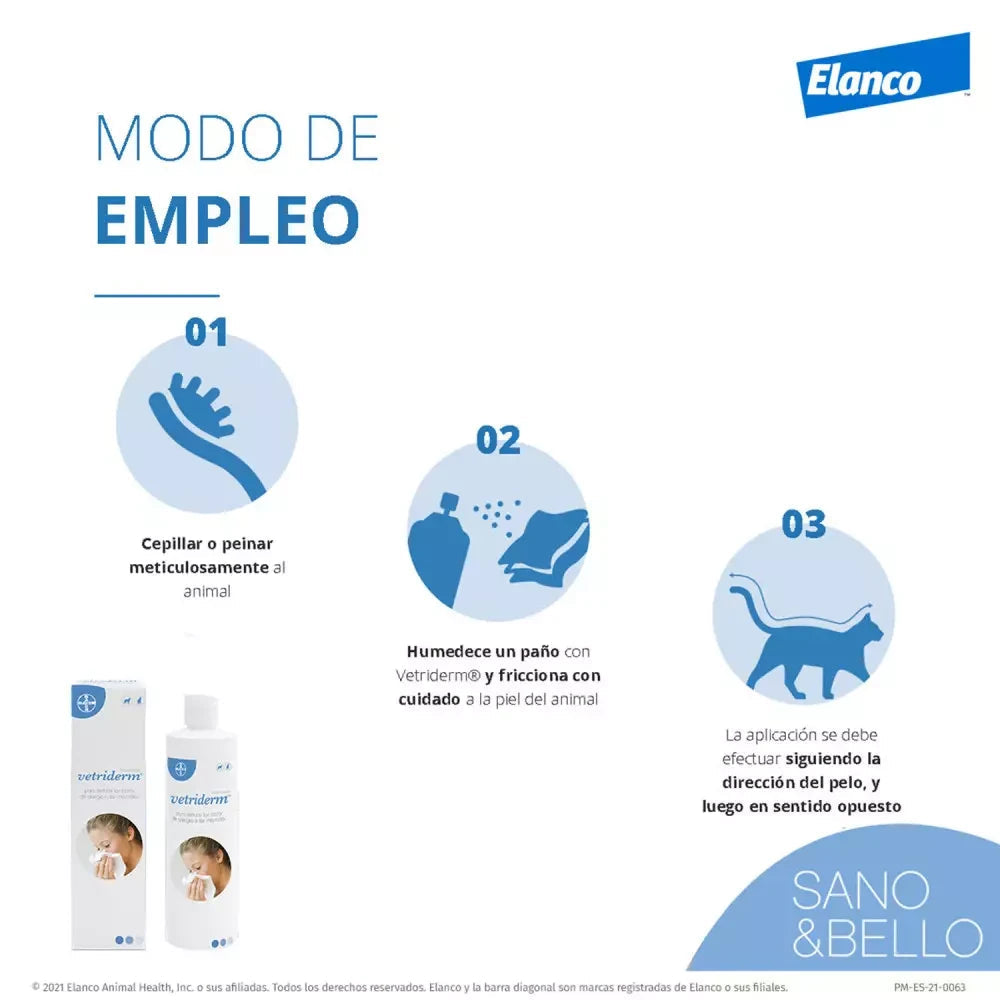 Elanco Vetriderm Antialérgico para Personas 350 ml Reduce Casos de Alergia a Mascotas al mejor precio -Todoanimal.es