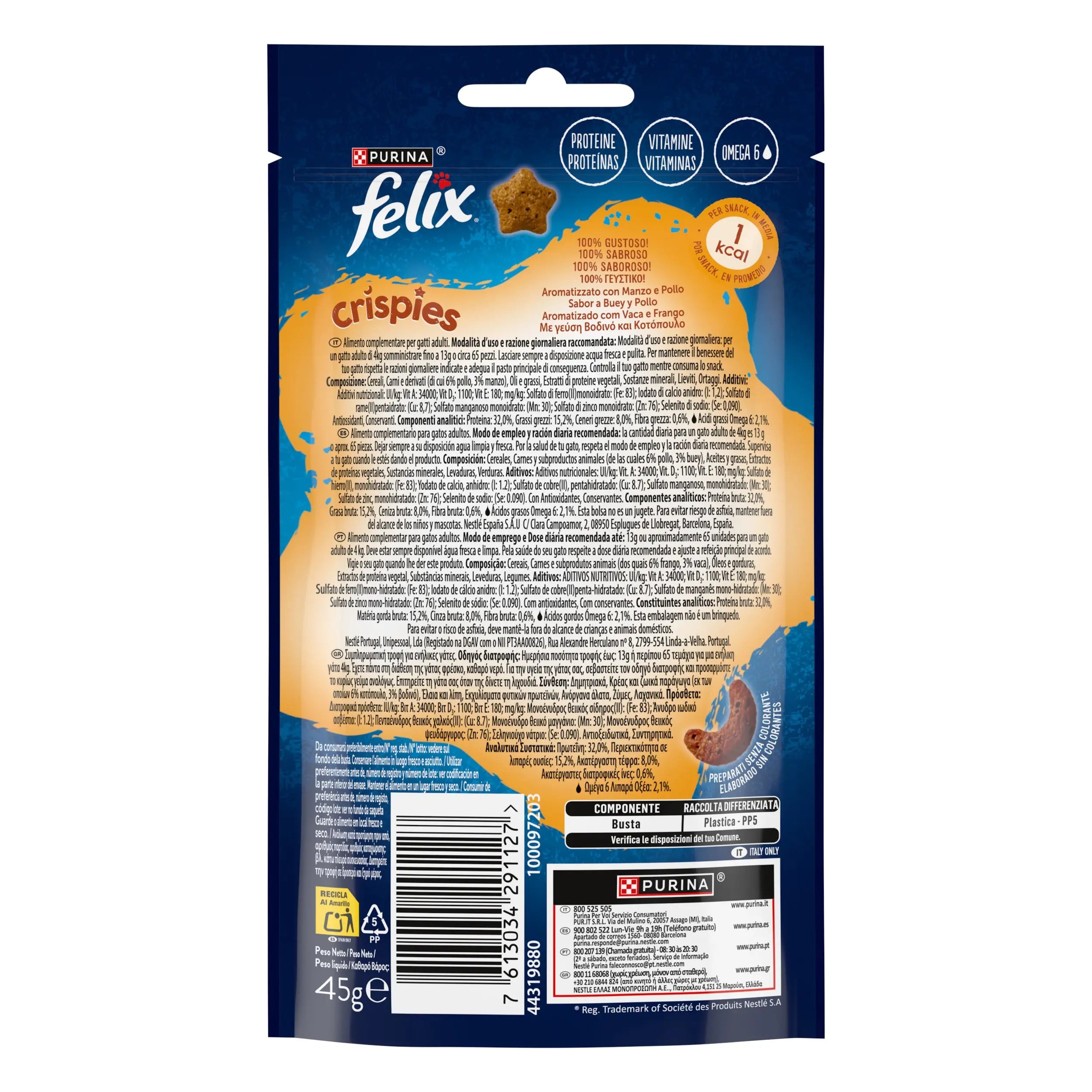 Felix Crispies Buey y Pollo 45 g al mejor precio -Todoanimal.es