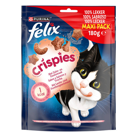Felix Crispies Salmón & Trucha 180 g al mejor precio -Todoanimal.es