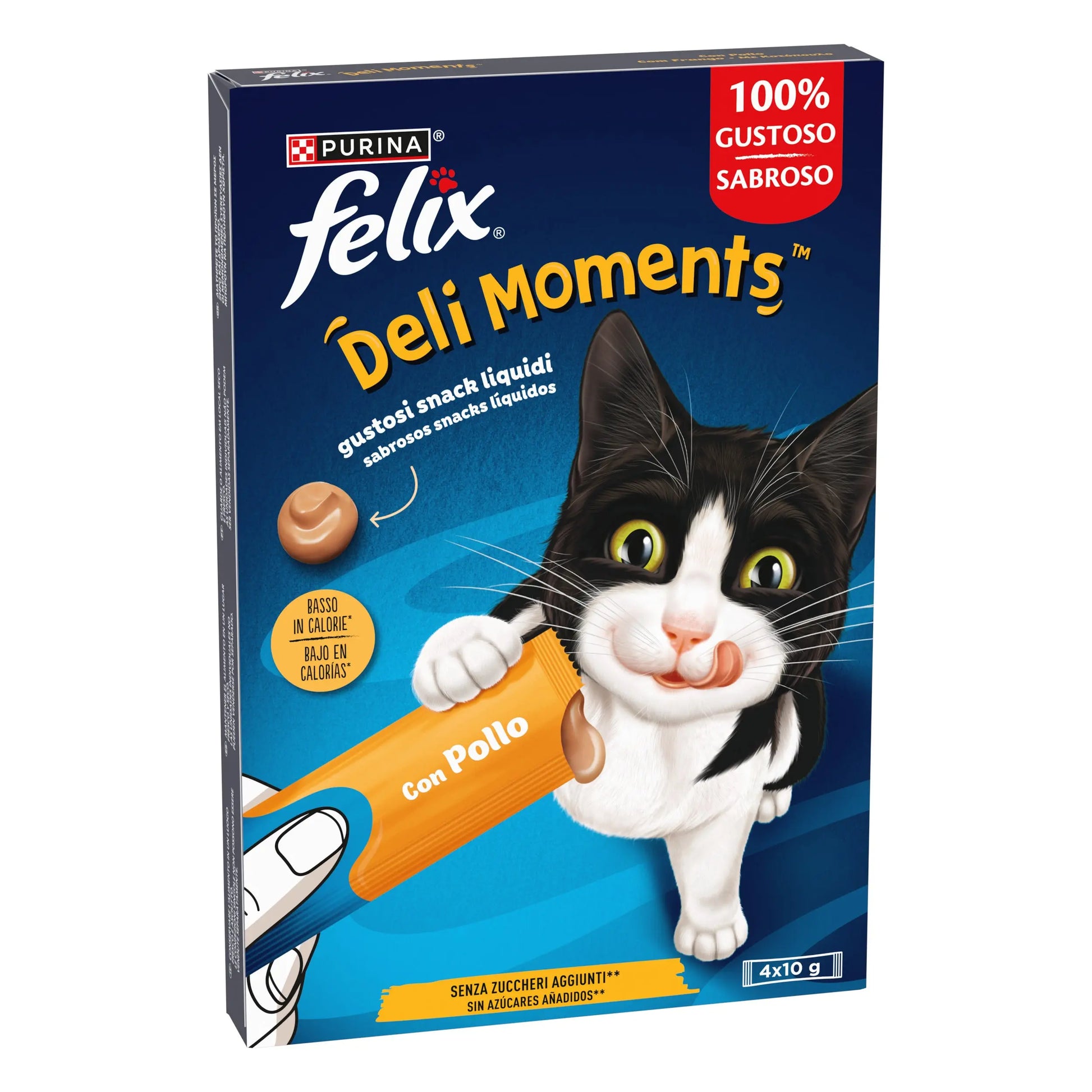 Felix Deli Moments Pack 4x10 g - Snack Líquido para Gatos | Pollo, Salmón o Pato al mejor precio -Todoanimal.es