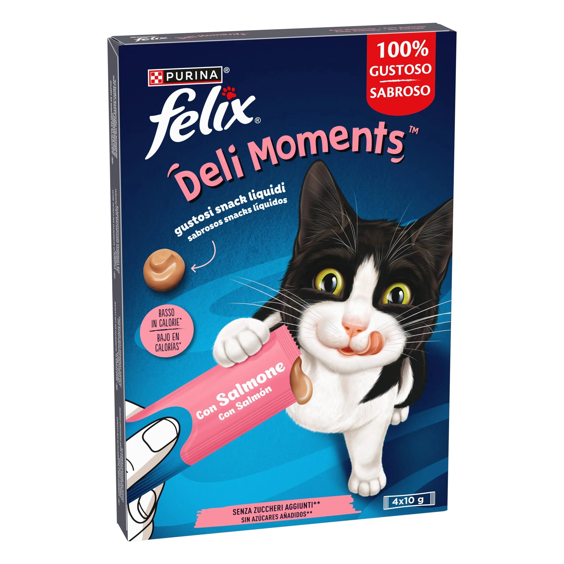 Felix Deli Moments Pack 4x10 g - Snack Líquido para Gatos | Pollo, Salmón o Pato al mejor precio -Todoanimal.es