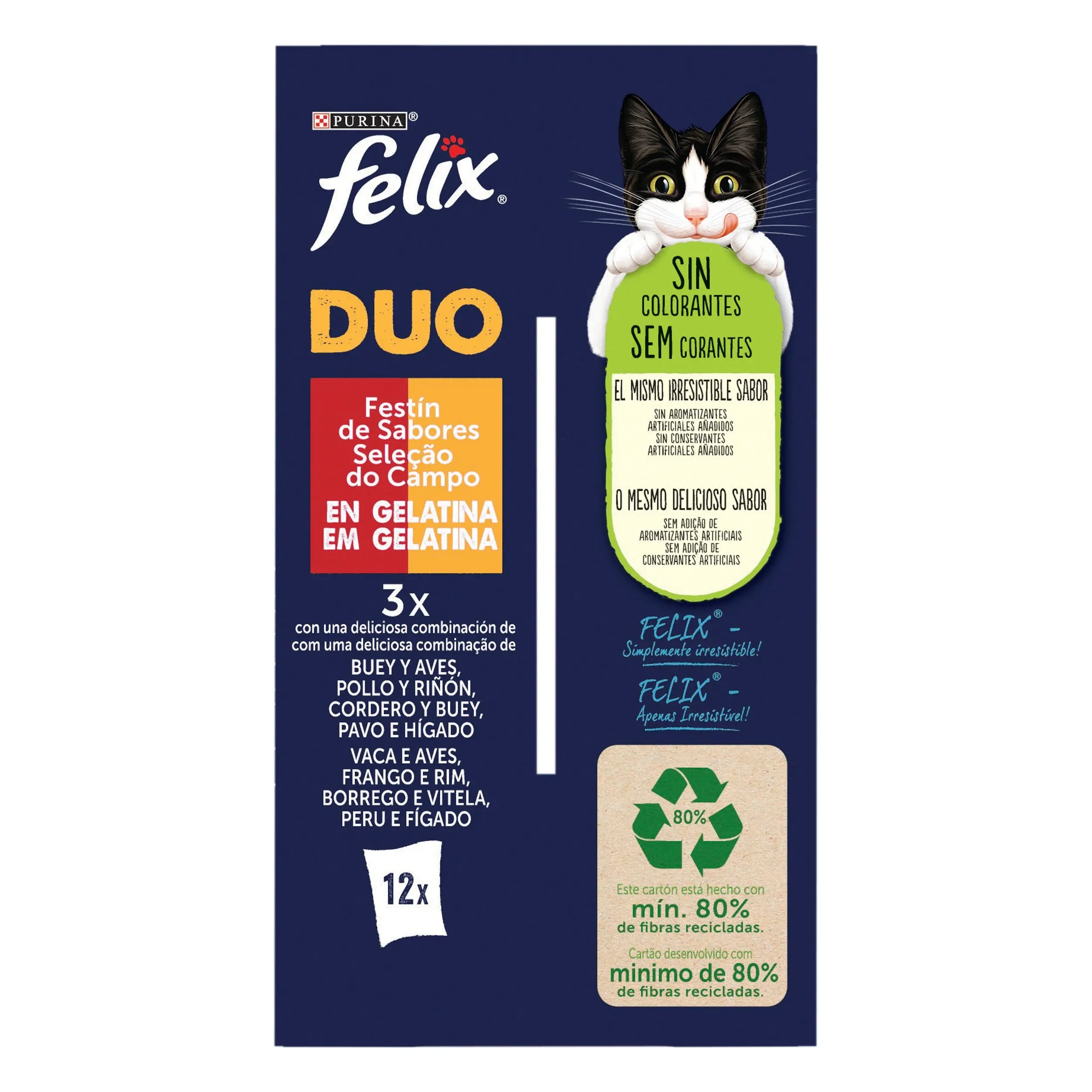 Felix Duo Carnes En Gelatina Pack 12X85 g al mejor precio -Todoanimal.es