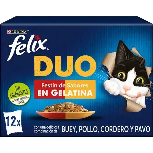 Felix Duo Carnes En Gelatina Pack 12X85G Todoanimal.es