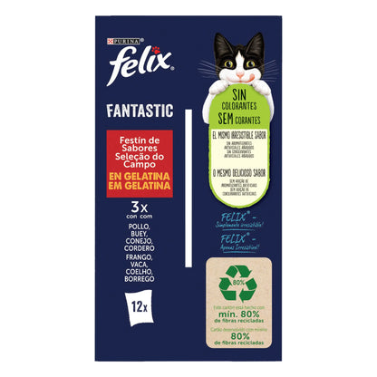 Felix Fantastic Carnes Gelatina Pack 12X85 g al mejor precio -Todoanimal.es