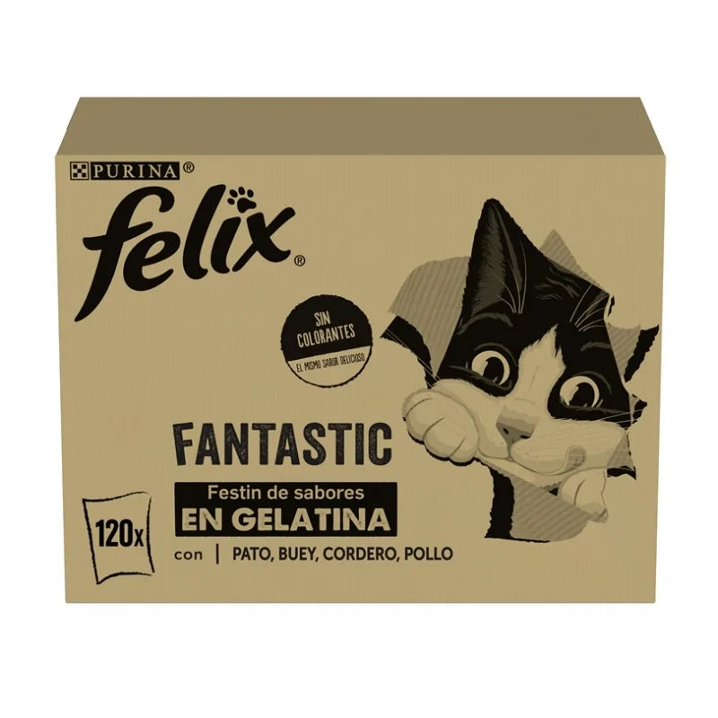 Felix Fantastic Gelatina Festín de Sabores Carnes Pack 120x85 g al mejor precio -Todoanimal.es