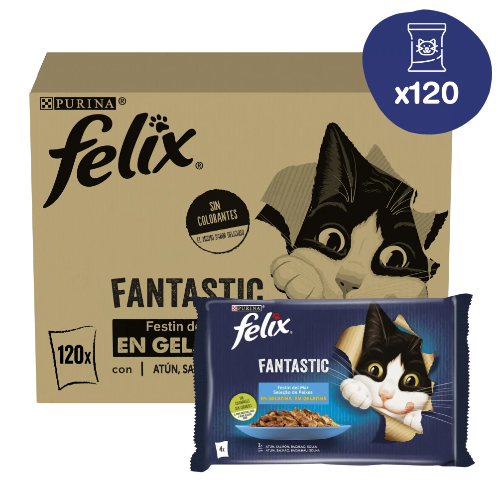 Felix Fantastic Selección Gelatina Pescados Pack 120x85 g al mejor precio -Todoanimal.es