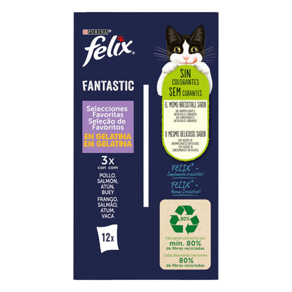 Felix Fantastic Surtido Gelatina Pack 12X85 g al mejor precio -Todoanimal.es