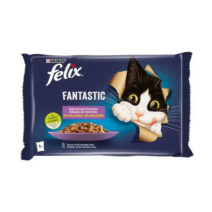 Felix Fantastic Surtido Gelatina Pack 4X85G Todoanimal.es