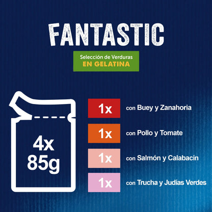 Felix Fantastic Surtido Verduras Pack 4X85 g al mejor precio -Todoanimal.es