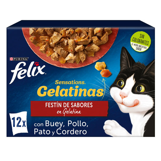 Felix Sensations Carnes Gelatina Pack 12X85 g al mejor precio -Todoanimal.es