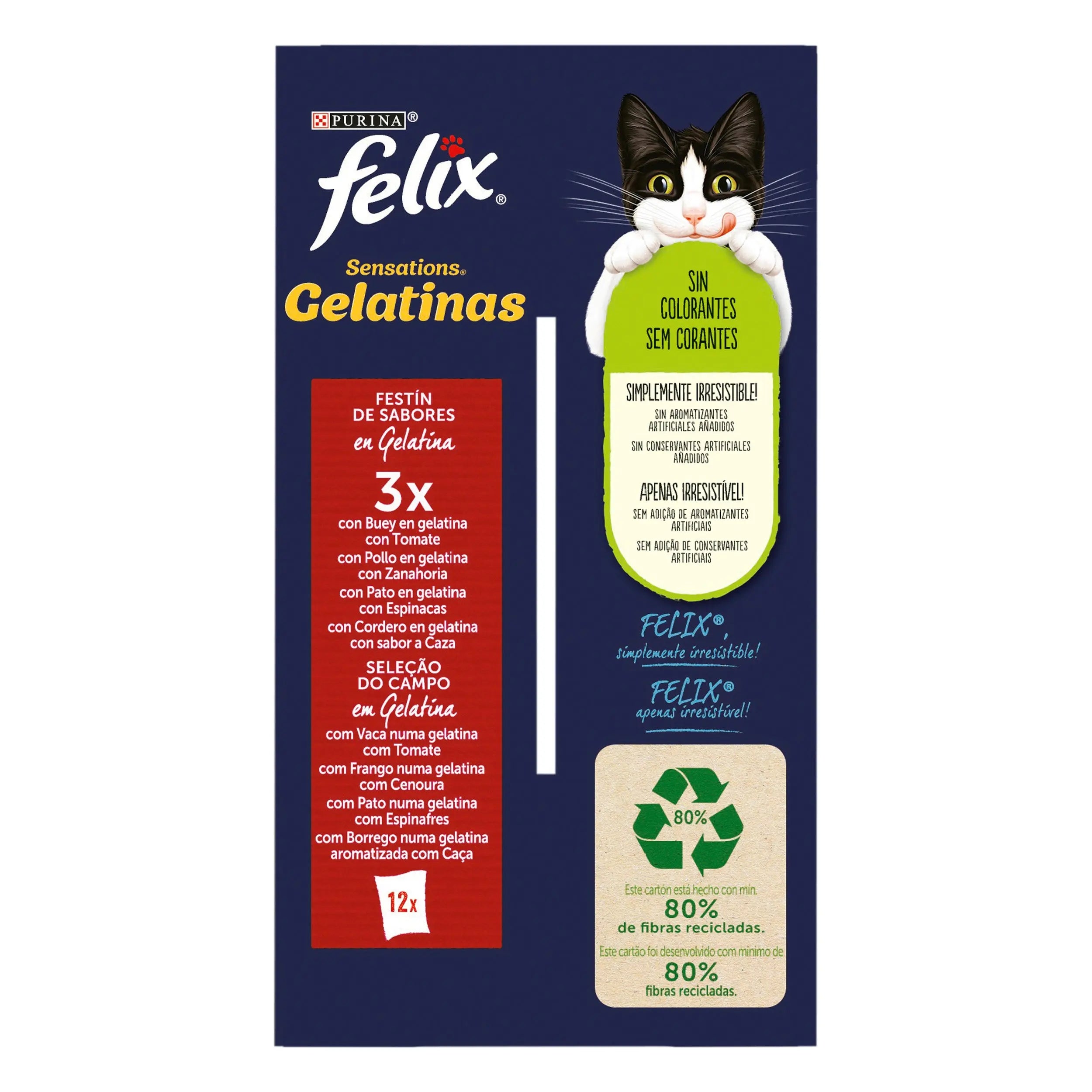 Felix Sensations Carnes Gelatina Pack 12X85 g al mejor precio -Todoanimal.es