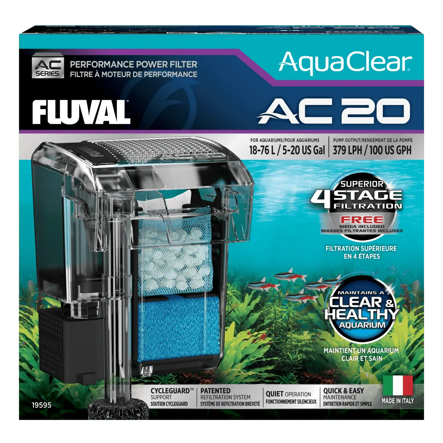 Filtro Mochila Aquaclear Fluval Silencioso para Acuarios (AC20, AC30, AC50 y AC70) al mejor precio -Todoanimal.es