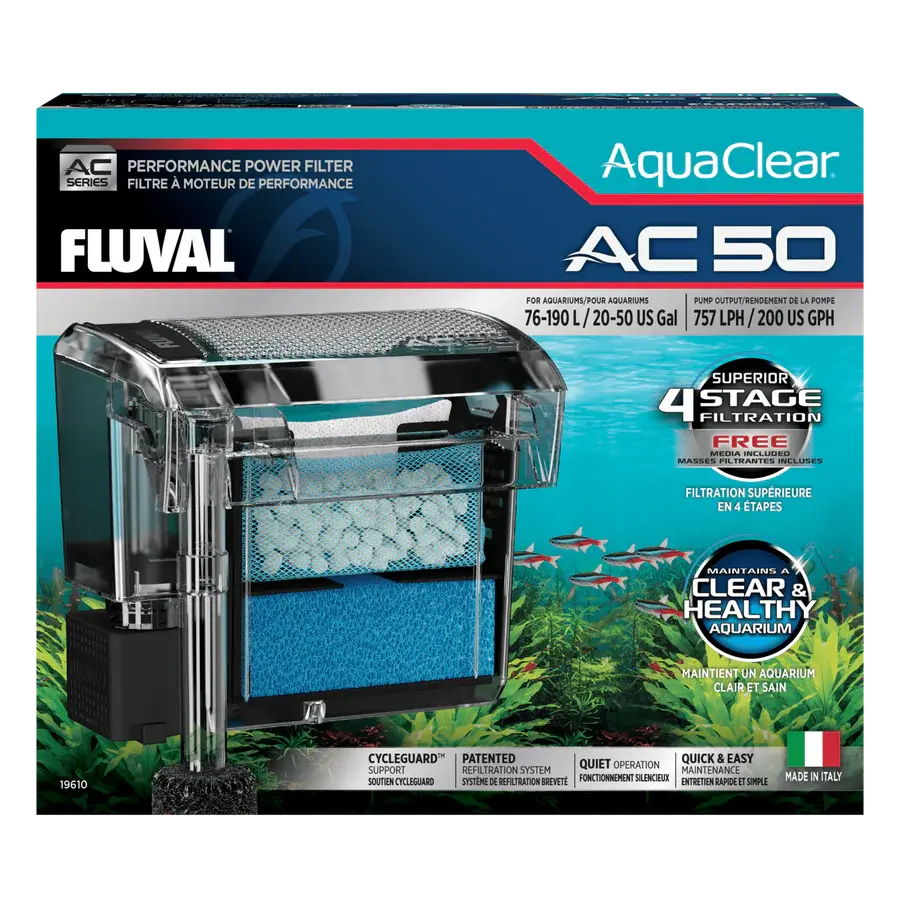 Filtro Mochila Aquaclear Fluval Silencioso para Acuarios (AC20, AC30, AC50 y AC70) al mejor precio -Todoanimal.es