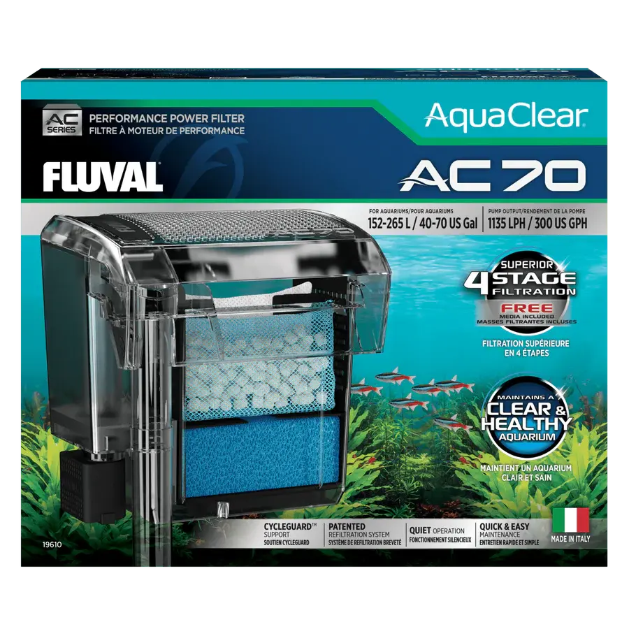 Filtro Mochila Aquaclear Fluval Silencioso para Acuarios (AC20, AC30, AC50 y AC70) al mejor precio -Todoanimal.es