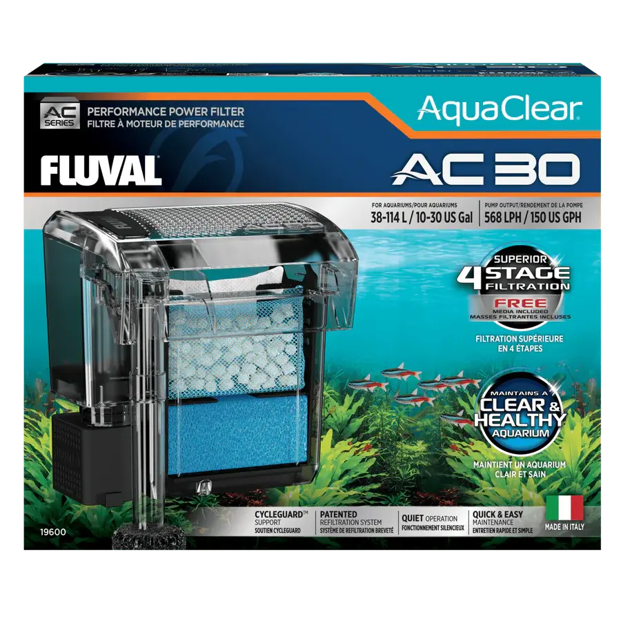Filtro Mochila Aquaclear Fluval Silencioso para Acuarios (AC20, AC30, AC50 y AC70) al mejor precio -Todoanimal.es