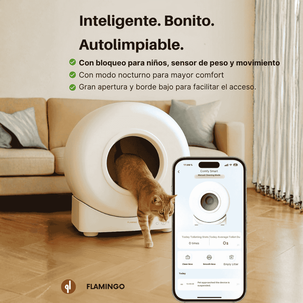 Flamingo Atlas Arenero Autolimpiable para Gatos | Automático y con APP al mejor precio -Todoanimal.es