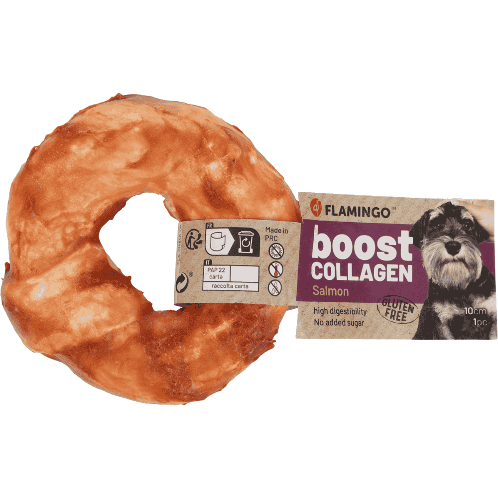 Flamingo Boost Donut de Salmón y Colágeno Snack Natural para Perros al mejor precio -Todoanimal.es