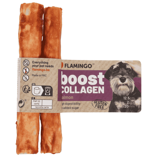 Flamingo Boost Palitos con Salmón y Colágeno Snack Natural para Perros al mejor precio -Todoanimal.es