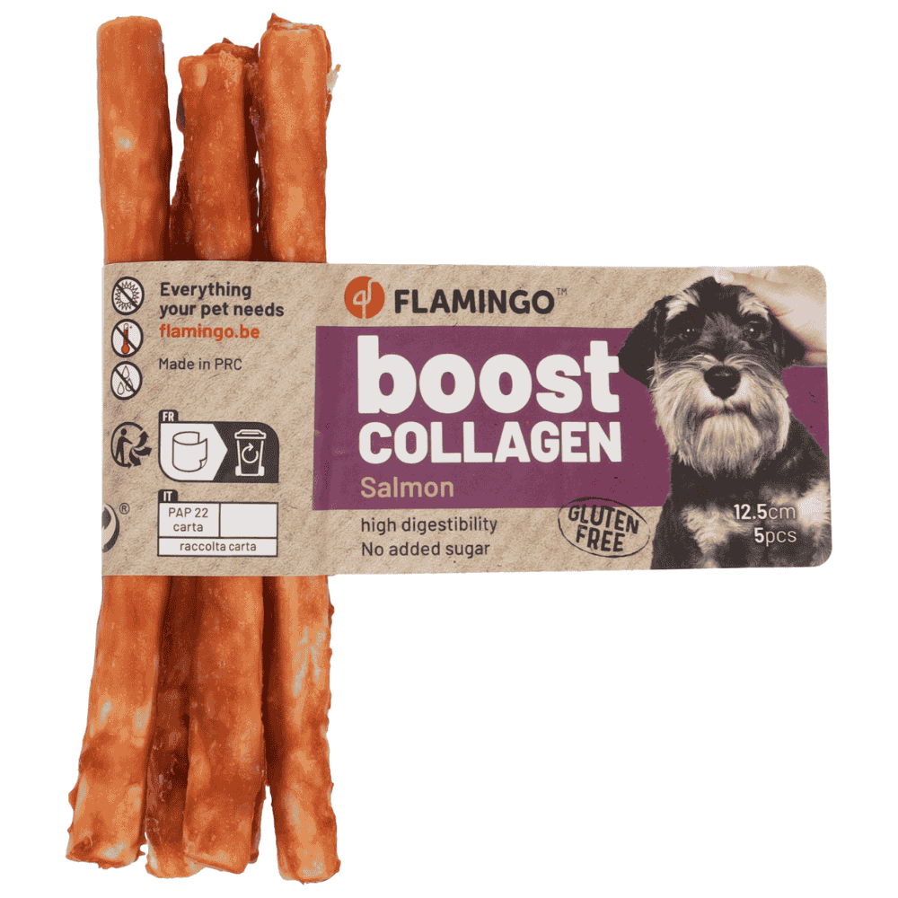 Flamingo Boost Palitos con Salmón y Colágeno Snack Natural para Perros al mejor precio -Todoanimal.es