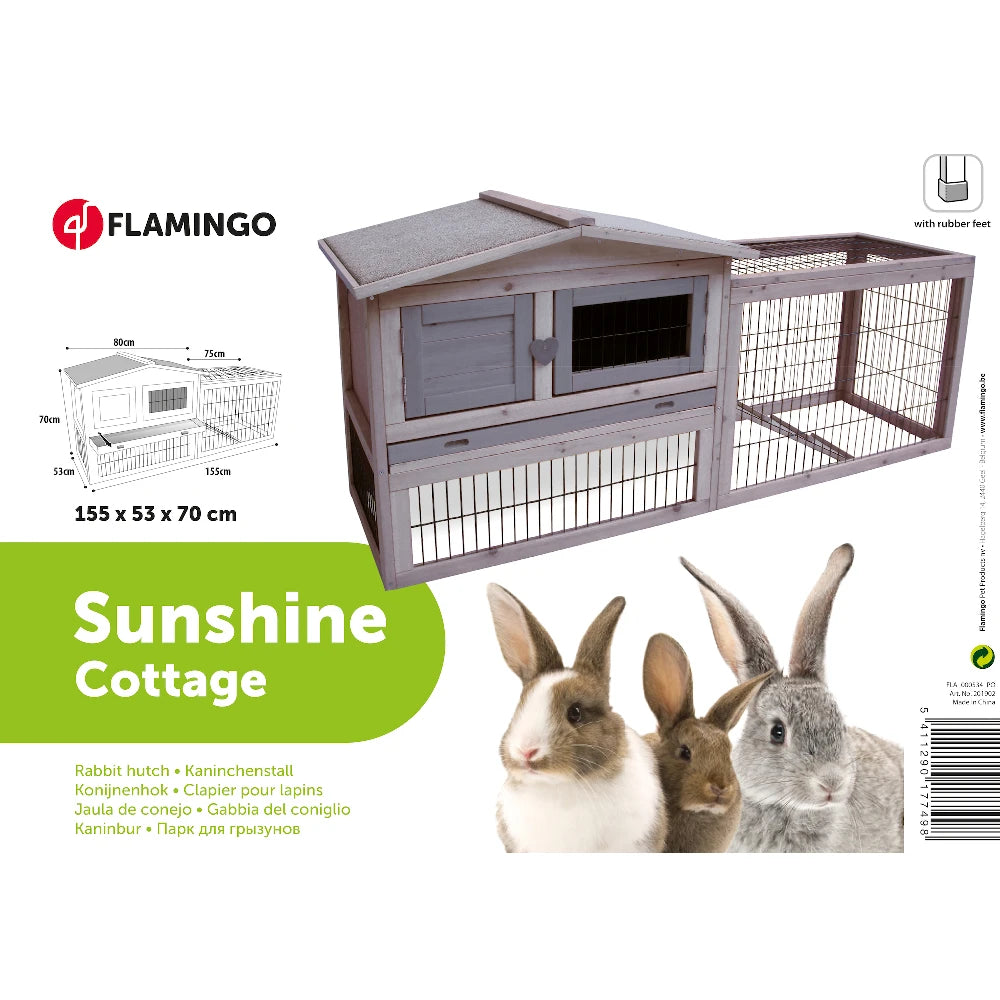 Flamingo Caseta para Conejo Sunshine Cottage 155x53x70cm al mejor precio -Todoanimal.es