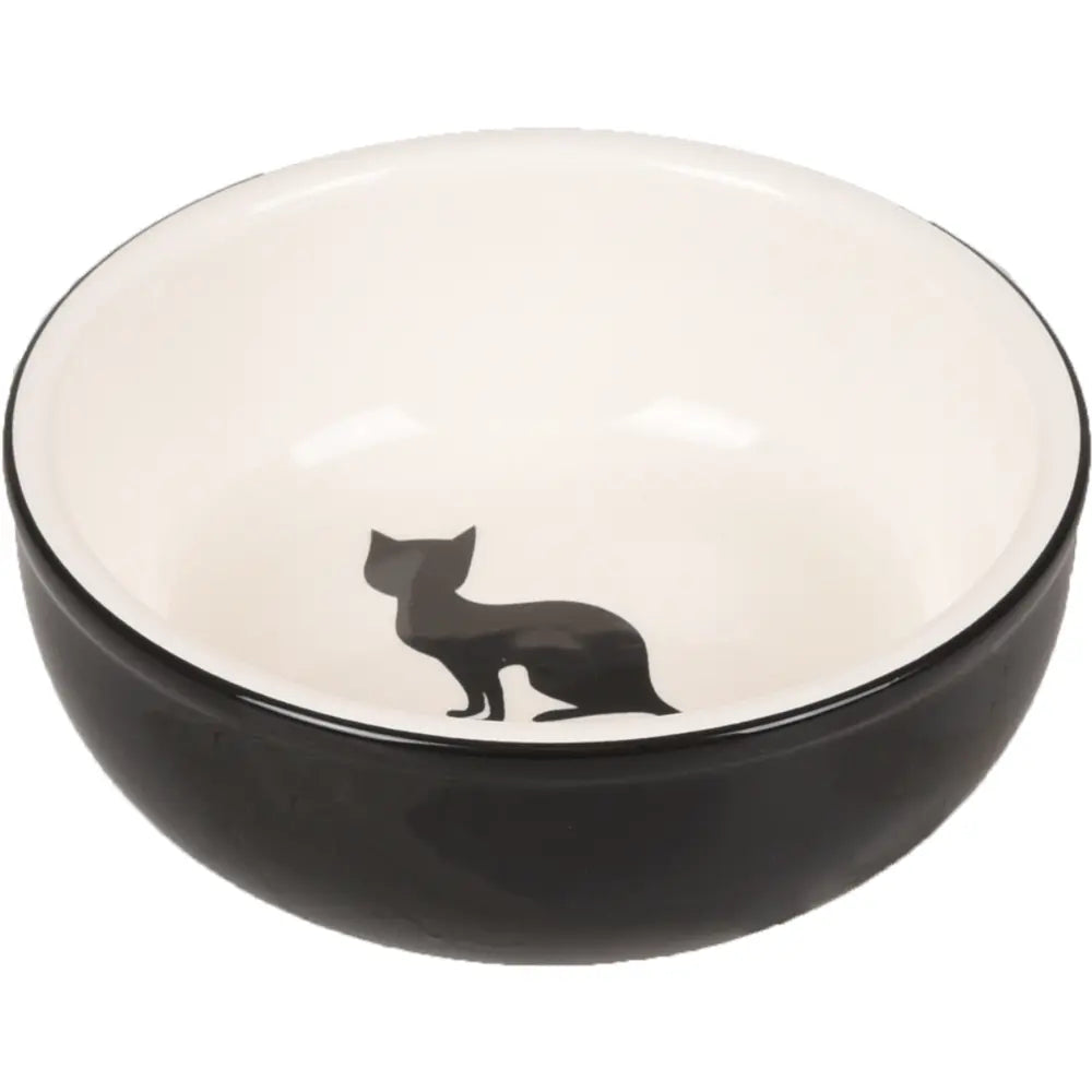 Flamingo Comedero Ceramica Gato Blanco y Negro 13 cm al mejor precio -Todoanimal.es