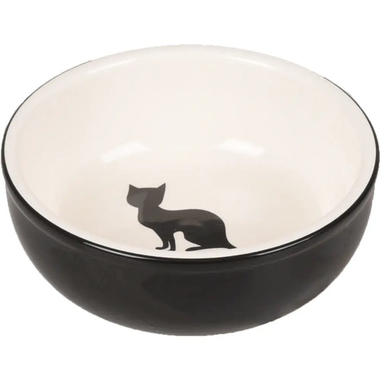 Flamingo Comedero Ceramica Gato Blanco y Negro 13 cm al mejor precio -Todoanimal.es