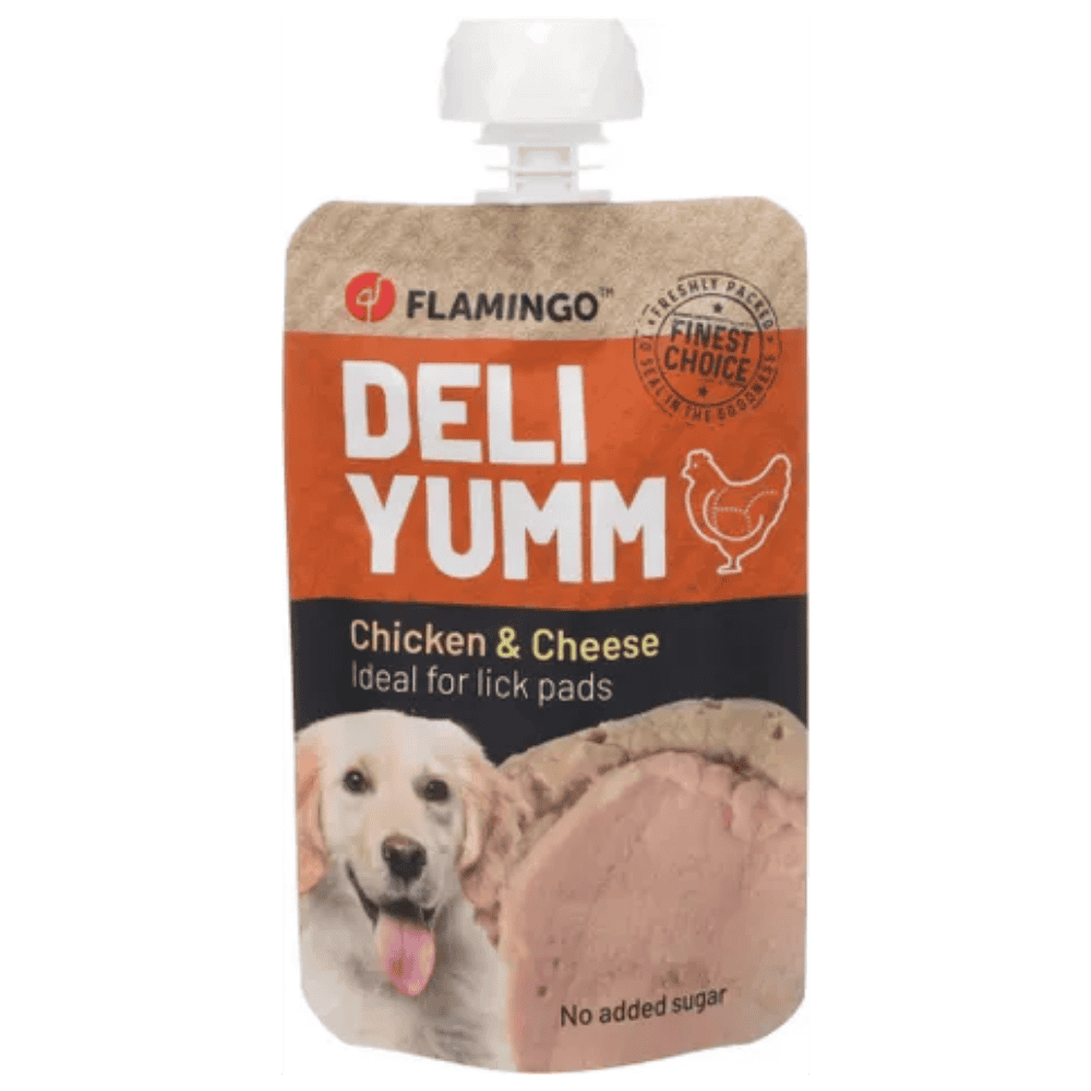 Flamingo Deli Yumm Paté Pollo y Queso Snack Líquido para Perros al mejor precio -Todoanimal.es