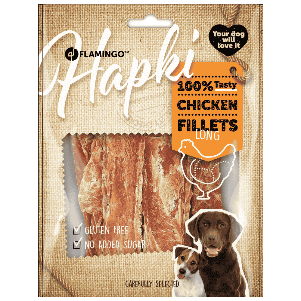Flamingo Hapki Filetes Largos de Pollo Snack para Perros al mejor precio -Todoanimal.es
