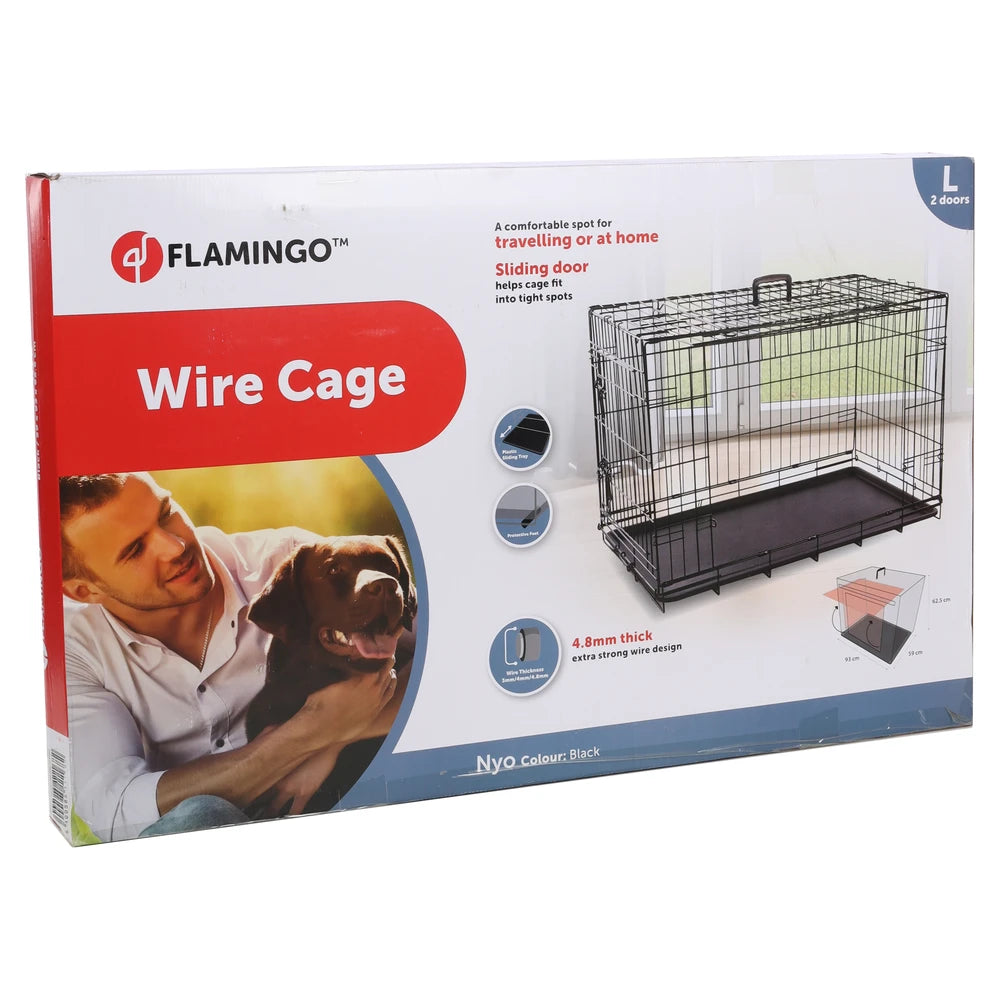 Flamingo Jaula de Alambre Nyo Negra con Puerta Corredera para Perros al mejor precio -Todoanimal.es