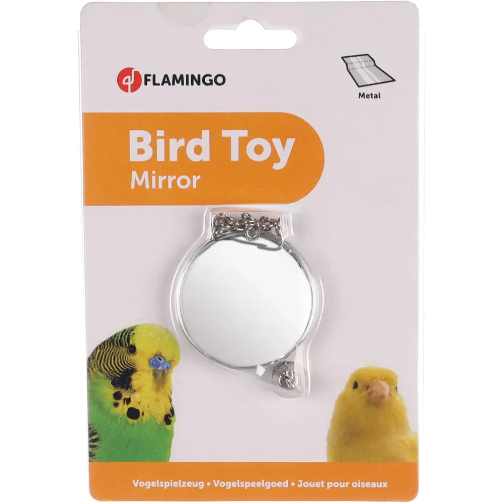 Flamingo Juguete Pájaro Espejo Redondo Metal al mejor precio -Todoanimal.es