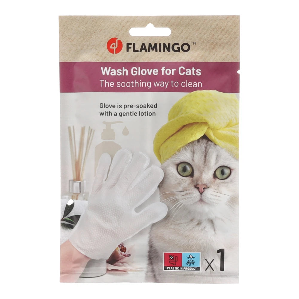 Flamingo Manopla de Lavado Propy Paño Impregnado para Gatos al mejor precio -Todoanimal.es