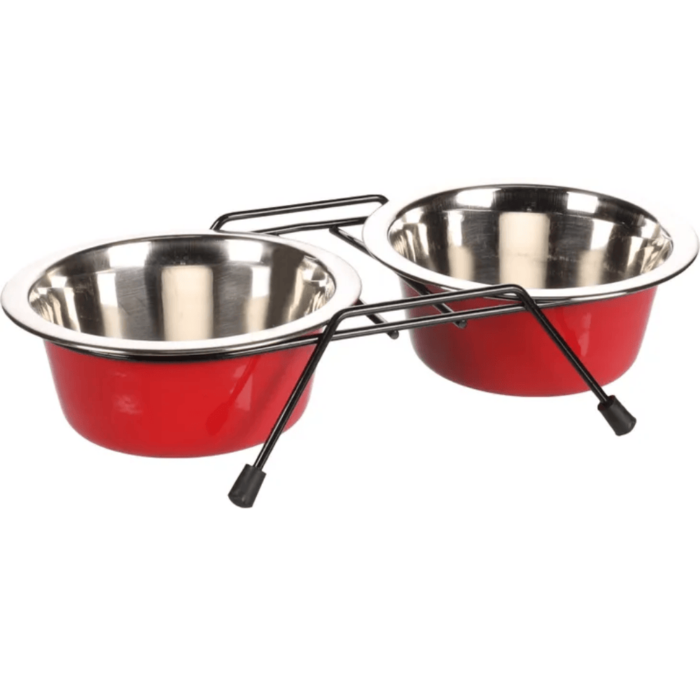 Flamingo Set Comedero y Bebedero de Acero Inoxidable 2,5L y 25 cm de Altura al mejor precio -Todoanimal.es