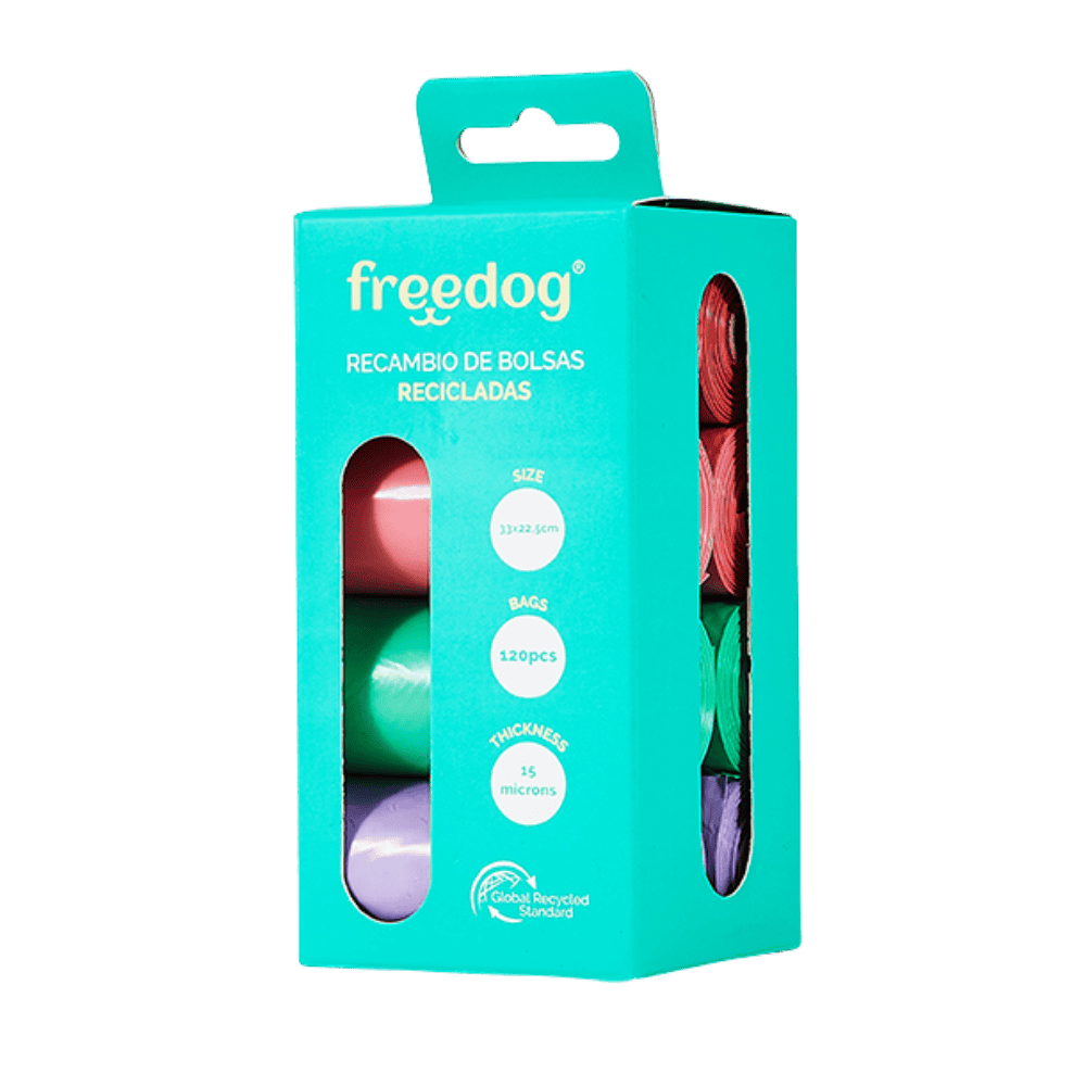 Freedog Bolsas Higiénicas Eco 50% Plástico Reciclado Pack de 8 al mejor precio -Todoanimal.es